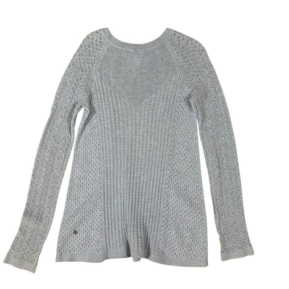 Lululemon Ivivva Blue Eyelet Knit Pullover 10 Thumbhole Long Sleeve Sweater - Picture 2 of 5